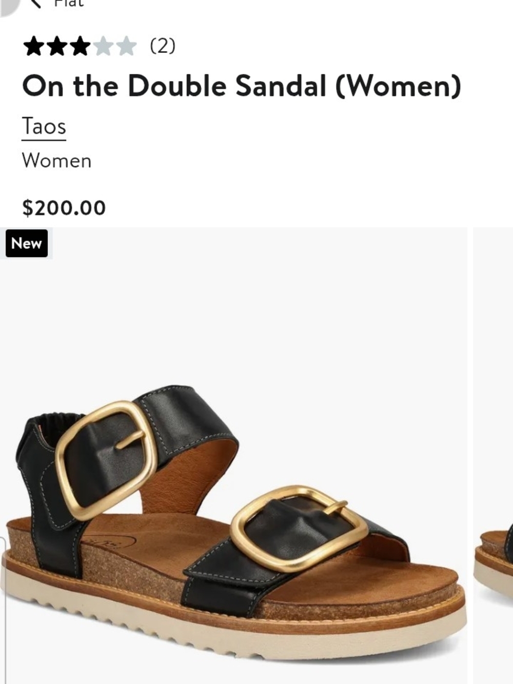 Taos Footwear On the Double Black Leather Sandal with Gold Buckles